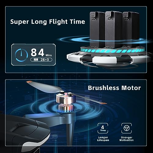 2650 ft Long Range Brushless Motor Drone with 4K HD Camera, 84 Mins Flight Time, 3 Batteries R20818