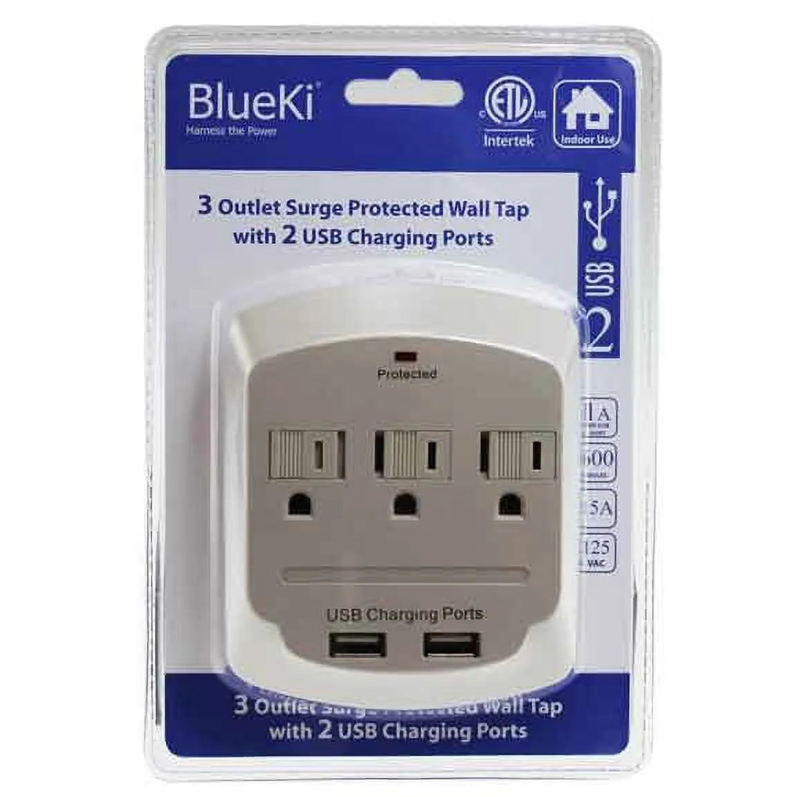 3-Outlet Wall Surge Protector with 2 USB Ports L639