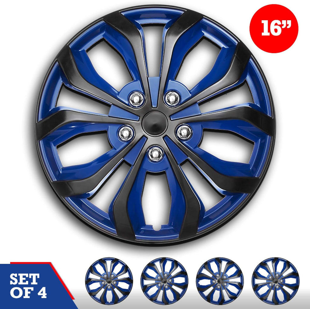 15 Set of 4 Blue and Black Automotive Wheel Hubcap J411814