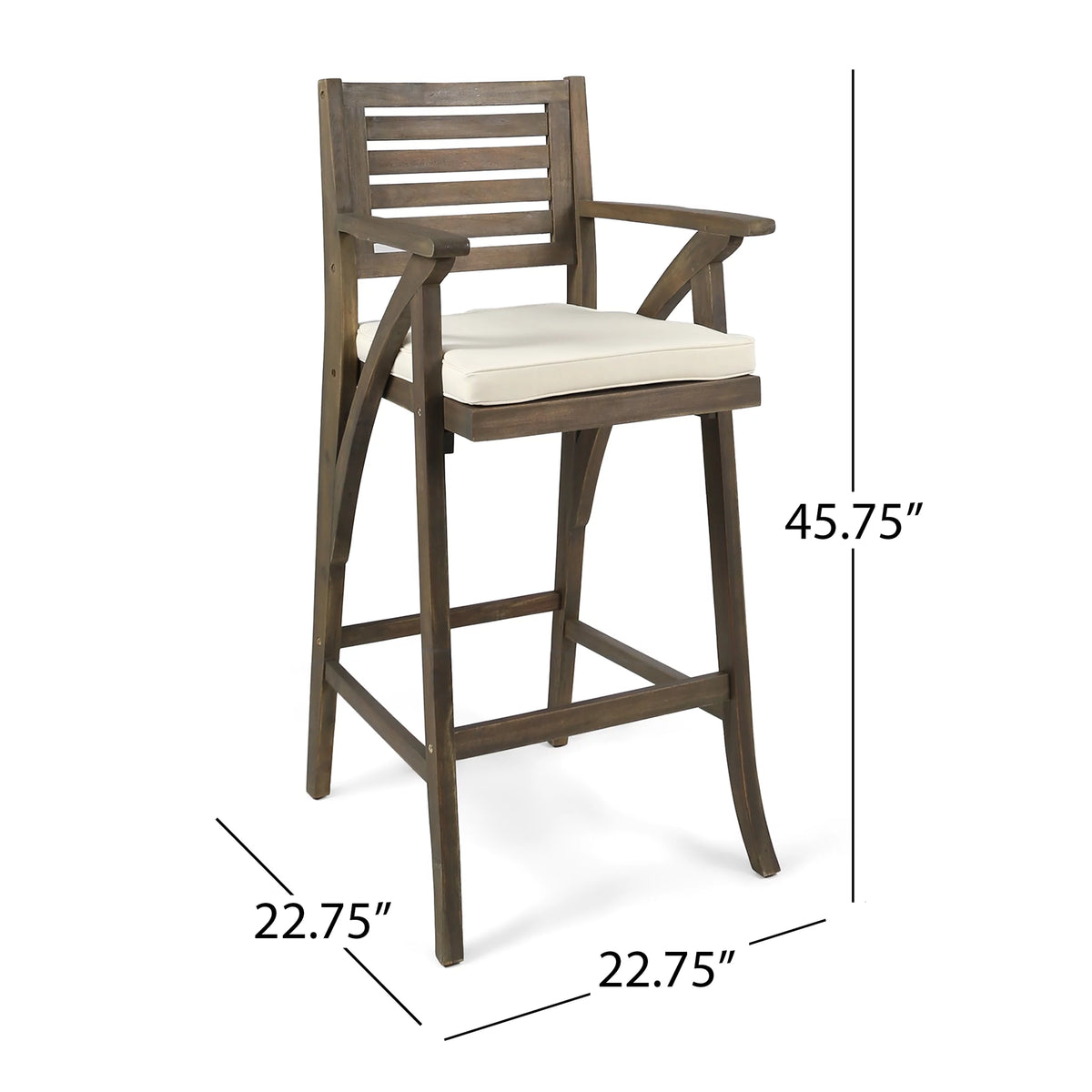 Acacia Wood Outdoor Barstool with Cushion Q5958