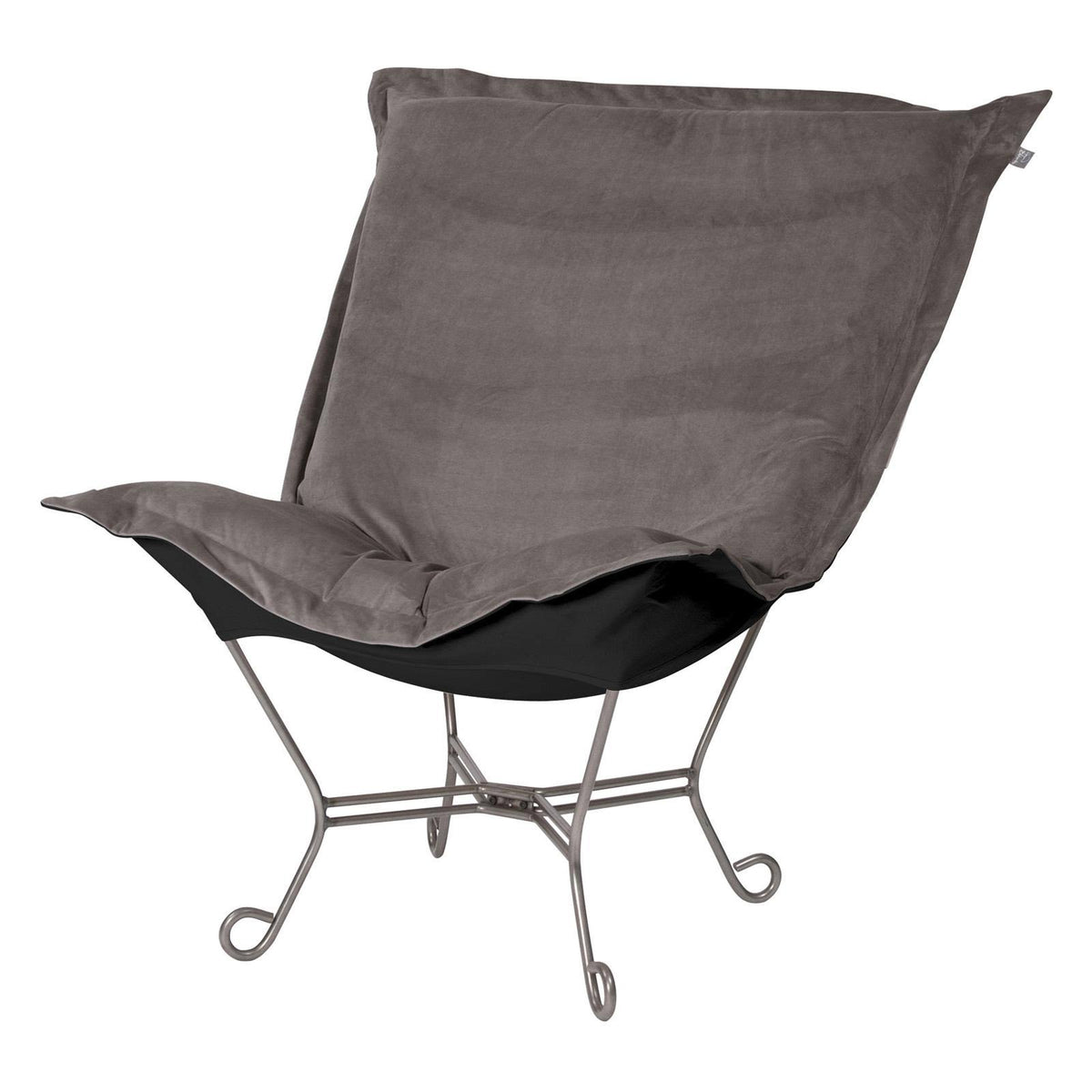 Pewter/Black Puff Scroll Chair with Titanium Frame X5845