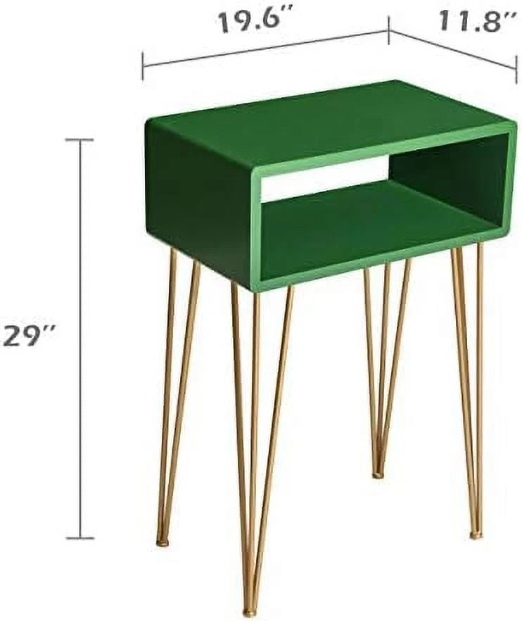Tall Nightstand End Table Bedside Table Metal Hairpin Leg Grey Black X786116