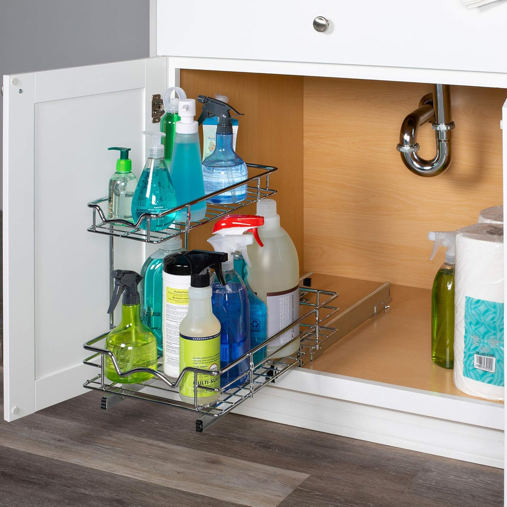 Under Sink Pull-Out Sliding Shelf Organizer, Chrome S723394