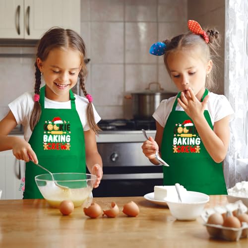 4 Pack Green Christmas Aprons with Pockets S157770
