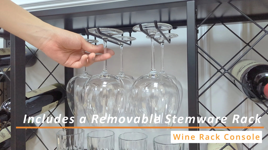 Black 34 Bottle Wine Rack Console K178175