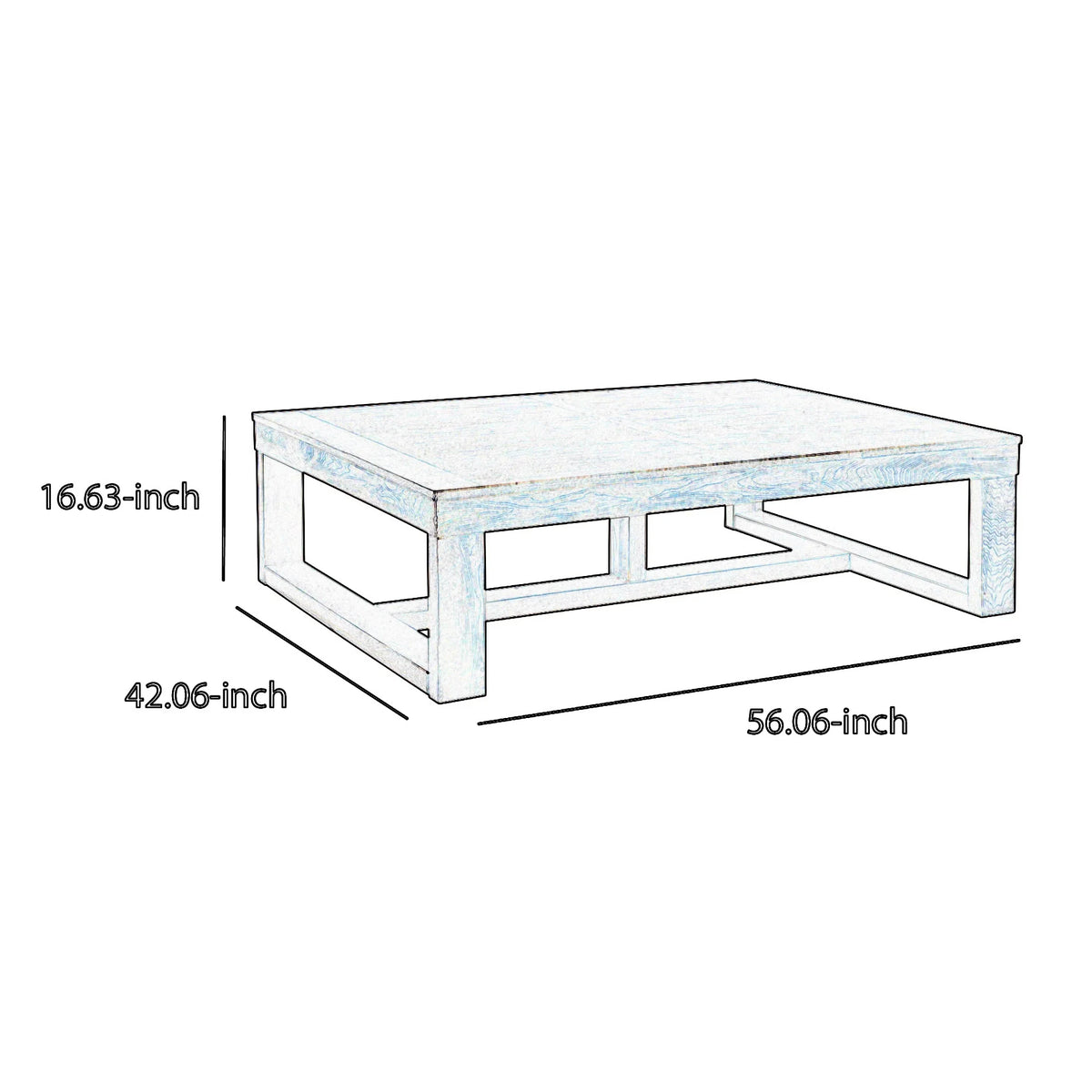 Dark Brown Wooden Frame Cocktail Table with Trestle Base U399