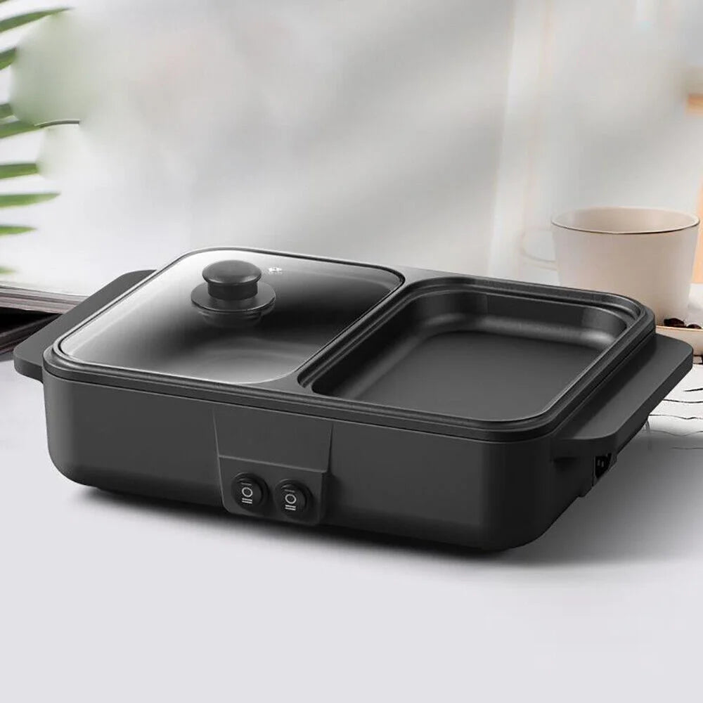 2-in-1 Electric Hot Pot BBQ Grill Smokeless Cooking Pan 1200W P420771