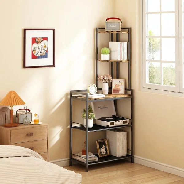 Black 5-Layer Corner Storage Cabinet Bookshelf X92273