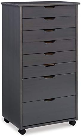 Gray Eight Drawer Wood Rolling Storage Cart O479278