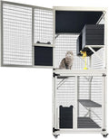 3-Tier Waterproof Cat Cage on Wheels with Windows & Doors R4035