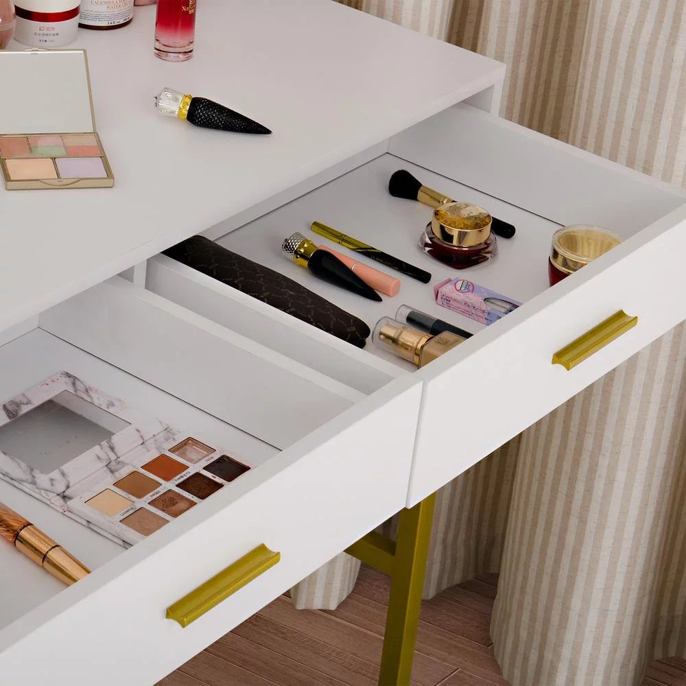 White Vanity Makeup Table Set with LED Lights Mirror & Drawer E8825