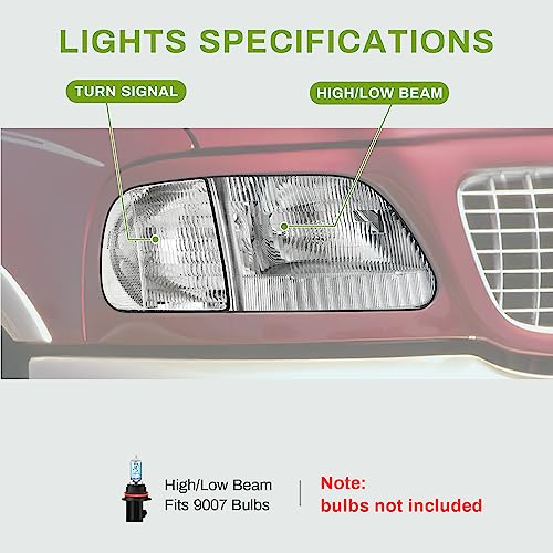 LED Tube Headlights Assembly with Black Housing Clear Reflector Pair R26612