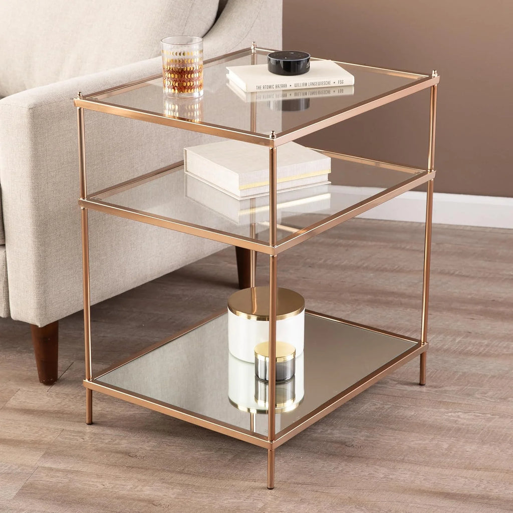 Mirrored 3-Tier Side Table X9553