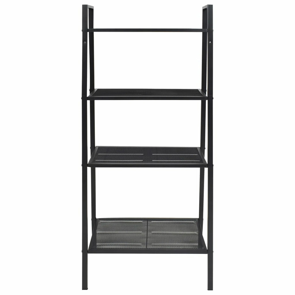 4 Tiers Metal Bookcase with Storage Shelves Black V145