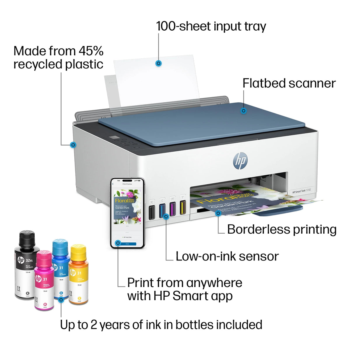 Wireless All-in-One Color Inkjet Tank Printer W710048
