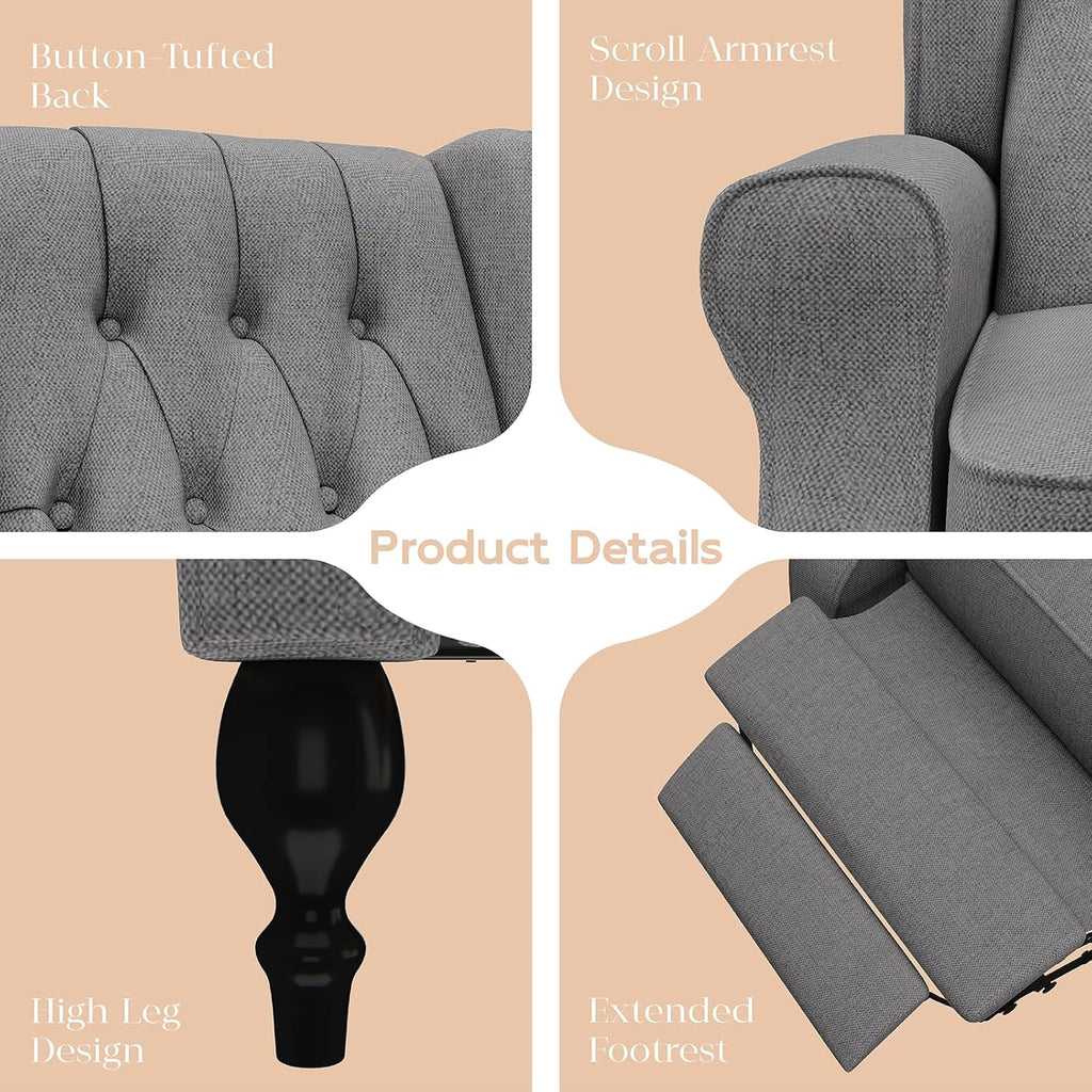 Dark Gray High Back Upholstered Recliner Chair U922003