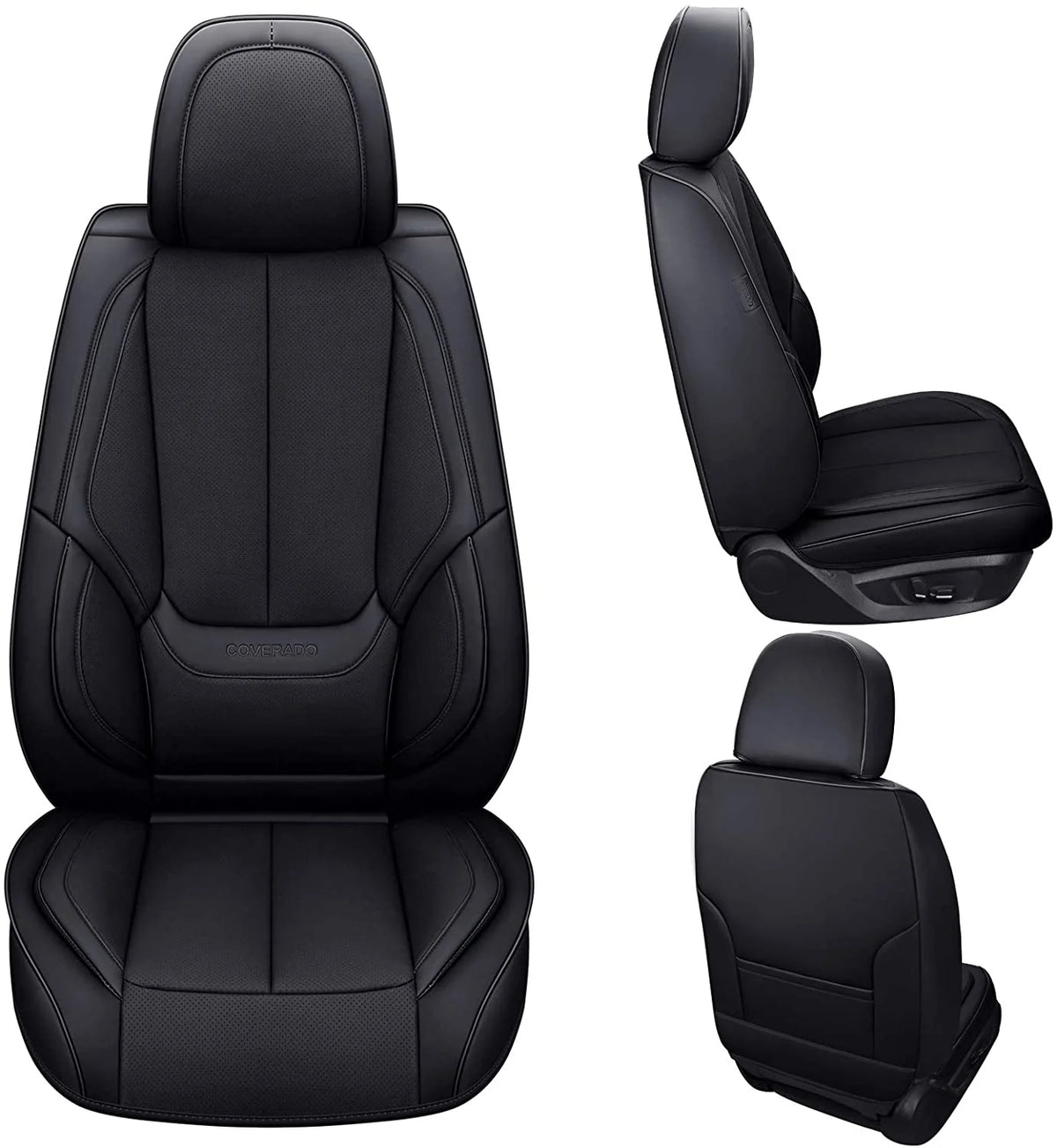 Black Waterproof Leather 6 Pieces Auto Seat Protectors W6406