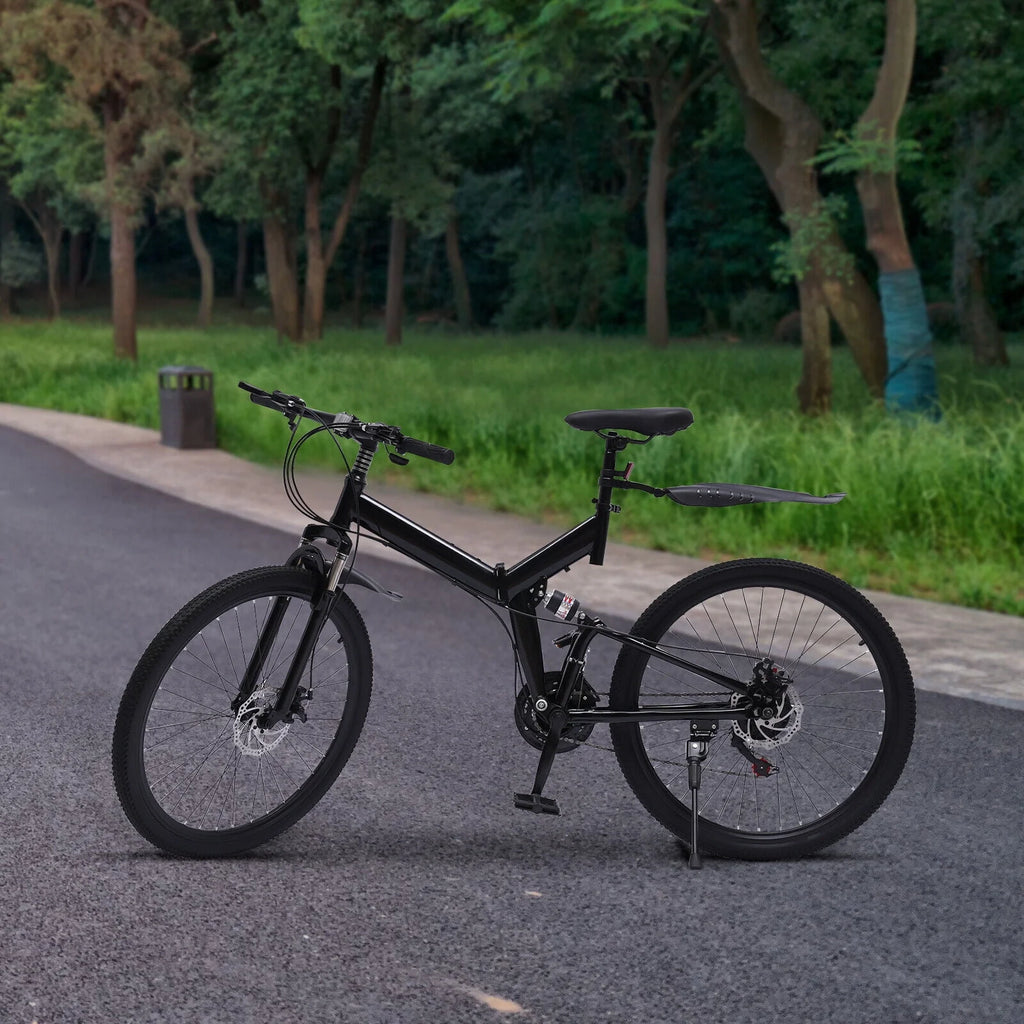 21 Speed Folding Mountain Bike Carbon Steel Adults Foldable Bicycle V139