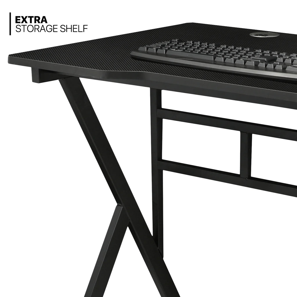 Black Portable Computer Desk and Rolling Swivel Task Seat M752419