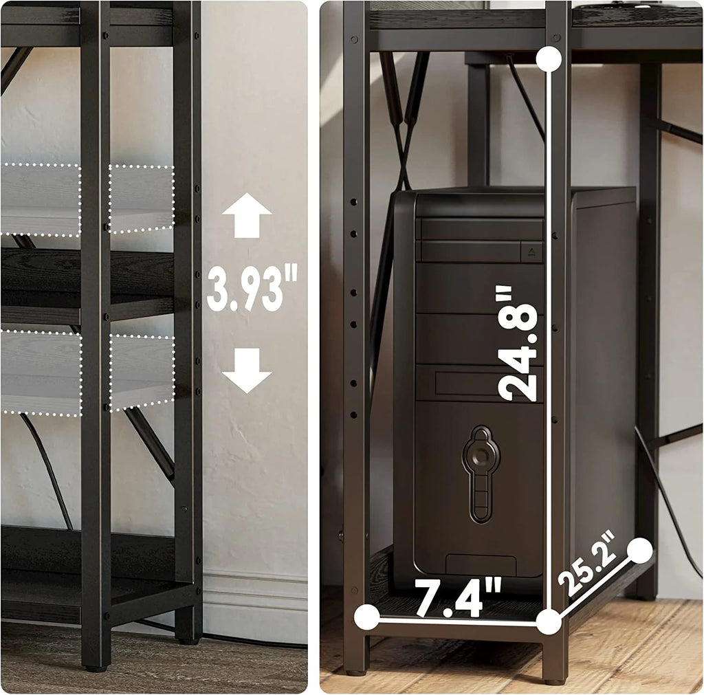 Black Computer Desk with Power Outlet and Storage Shelves A998660