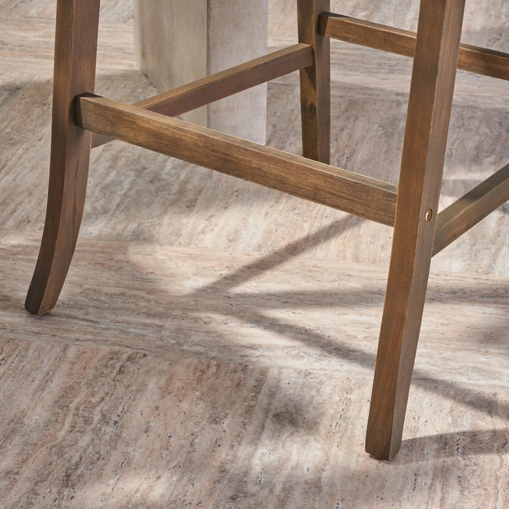 Acacia Wood Outdoor Barstool with Cushion Q5958