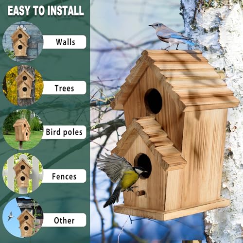 2 Hole Wooden Outdoor Bird House N467404