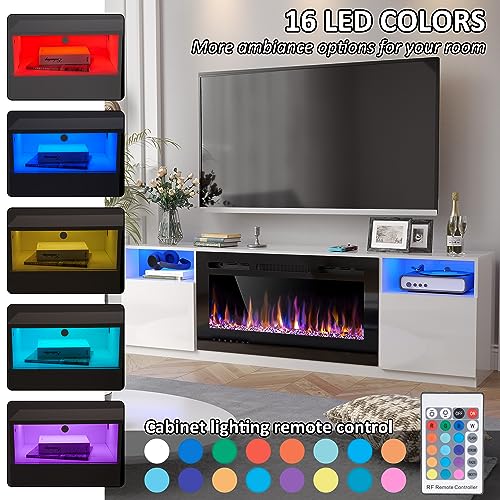 Black 70" Fireplace TV Stand with 36" Electric Fireplace X320