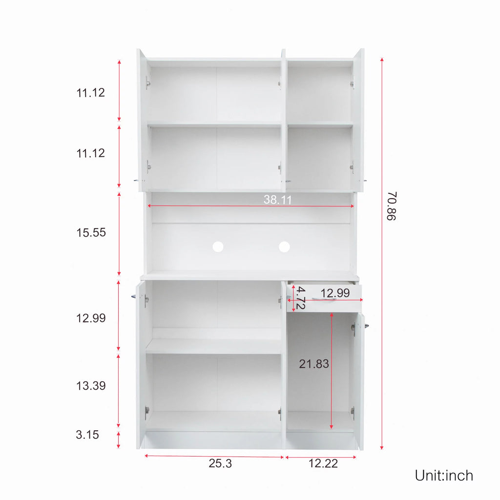 White Kitchen Pantry Cabinet with 6 Doors and 1 Drawer N1778