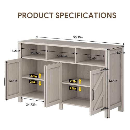 Buffet Sideboard with Storage 4 Doors Wood Cabinet with Shelves B10936