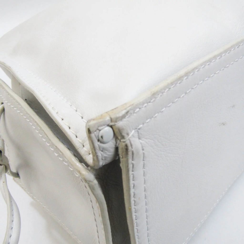 Pre-Owned White Leather Shoulder Bag N2876