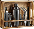 16-Piece Bartender Kit with Wooden Stand and Velvet Carry Bag C2471