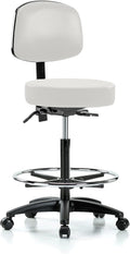 Black Vinyl Rolling Adjustable Doctor's Stool with Back C406384