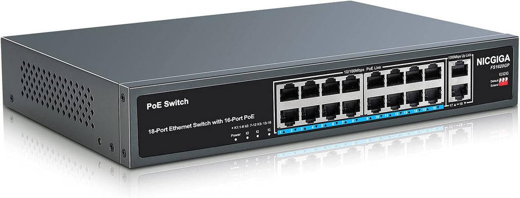 16 Port PoE Switch with 2 Gigabit Uplink I741725