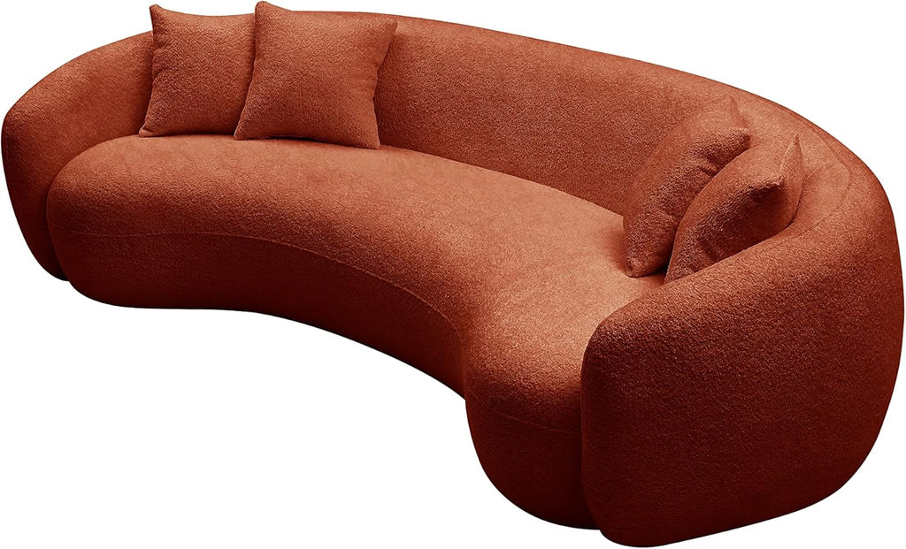 Orange Boucle 5 Seater Curved Sofa P5005