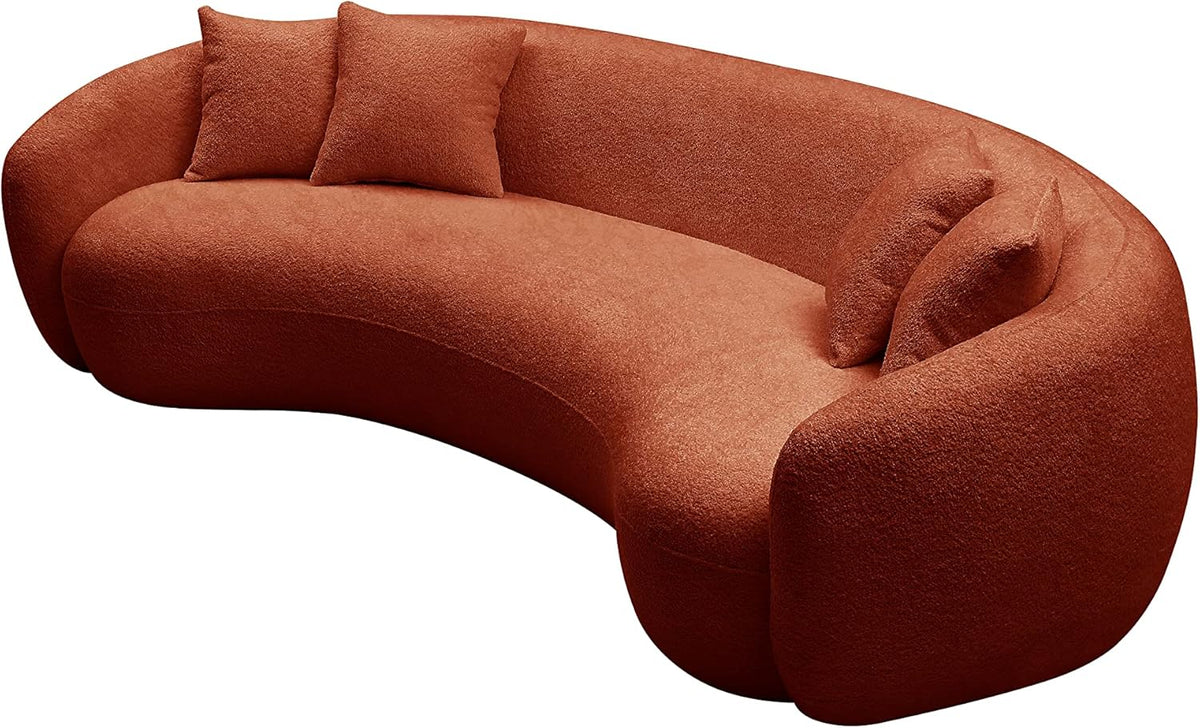 Orange Boucle 5 Seater Curved Sofa P5005