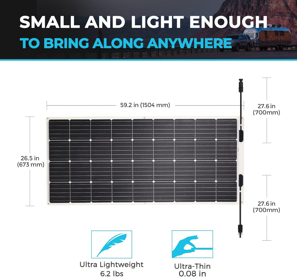 100 Watt 12 Volt Flexible Solar Kit with 100W Monocrystalline Panel and 10A Waterproof PWM Controller I82962