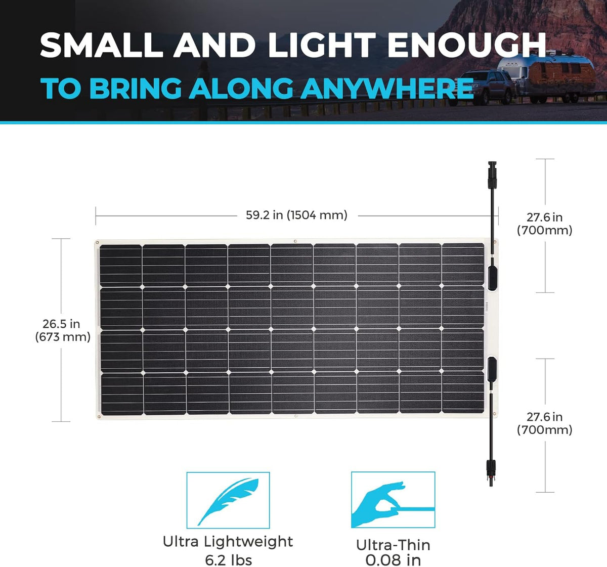 100 Watt 12 Volt Flexible Solar Kit with 100W Monocrystalline Panel and 10A Waterproof PWM Controller I82962