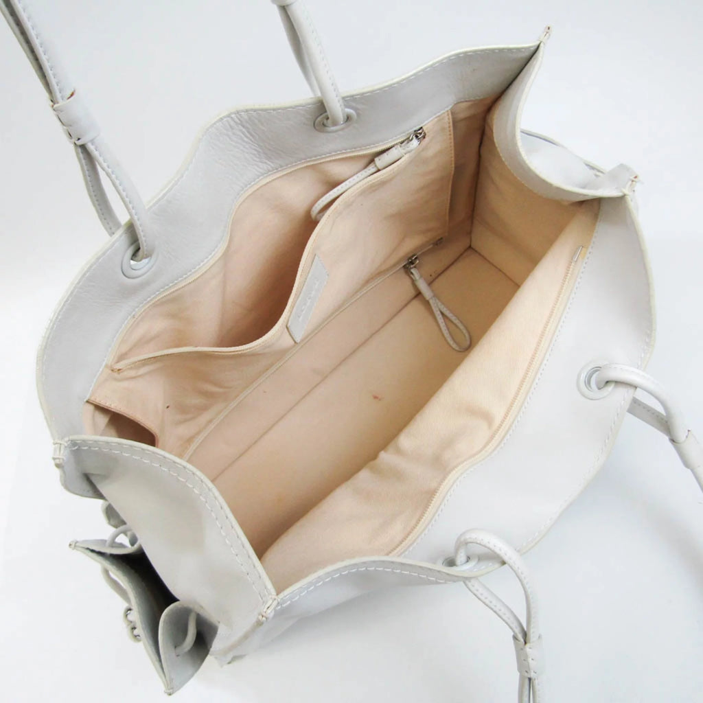 Pre-Owned White Leather Shoulder Bag N2876