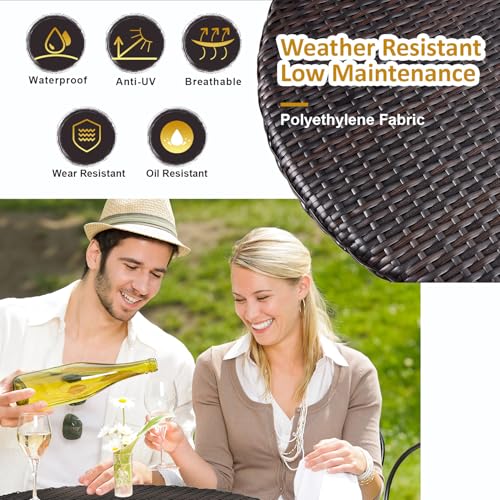 3 Pieces PE Wicker Rattan Folding Bistro Set V45002