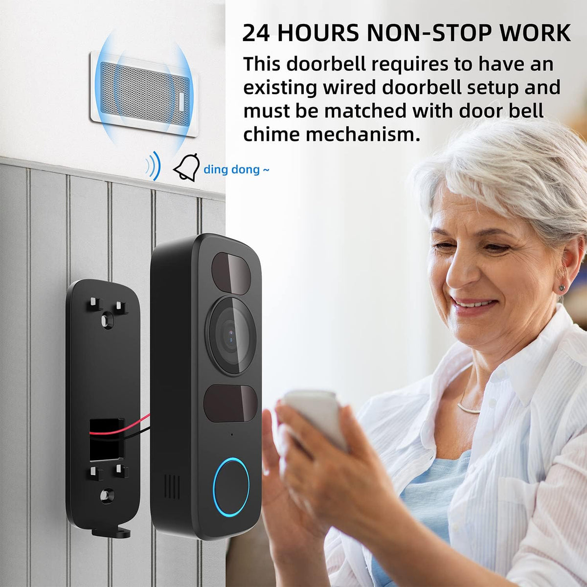 Wired Video Doorbell Camera with 2-Way Audio P18559