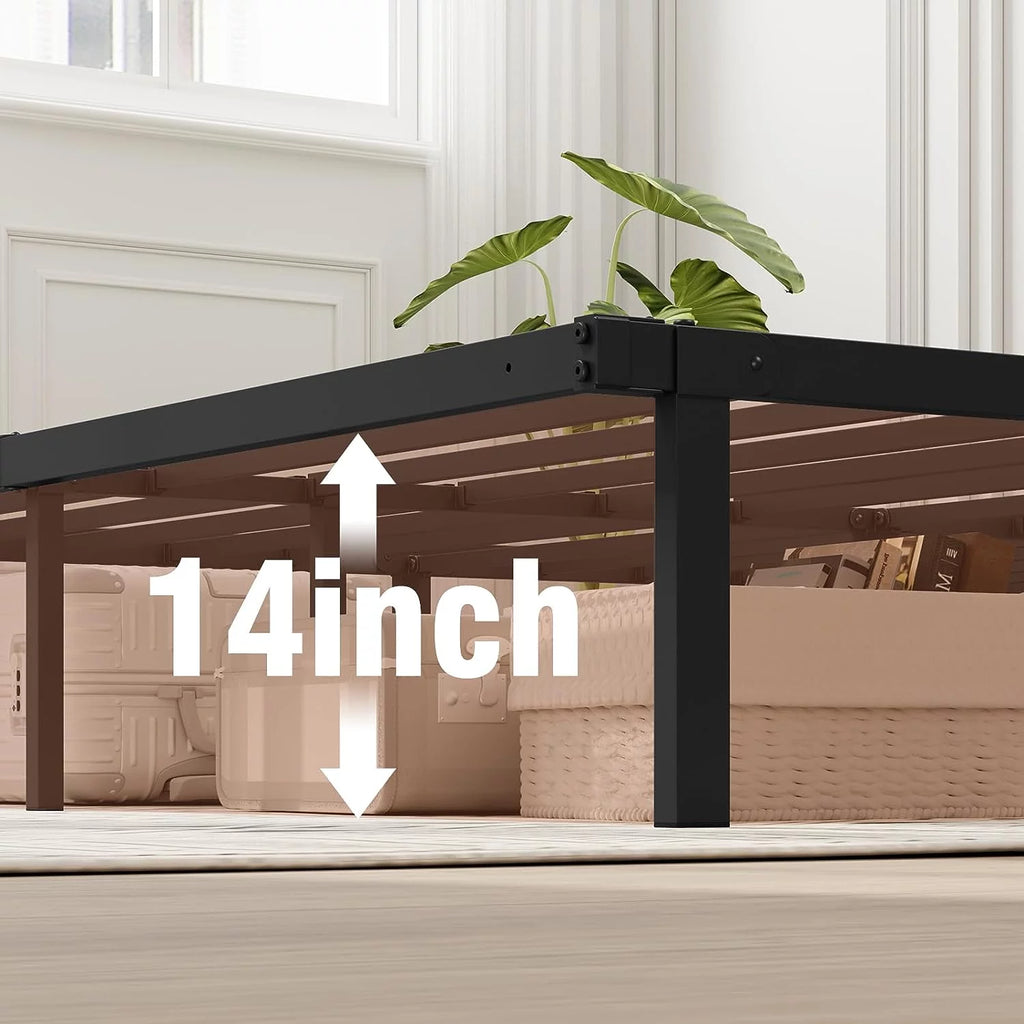 King Size Black Metal Platform Bed Frame N689218
