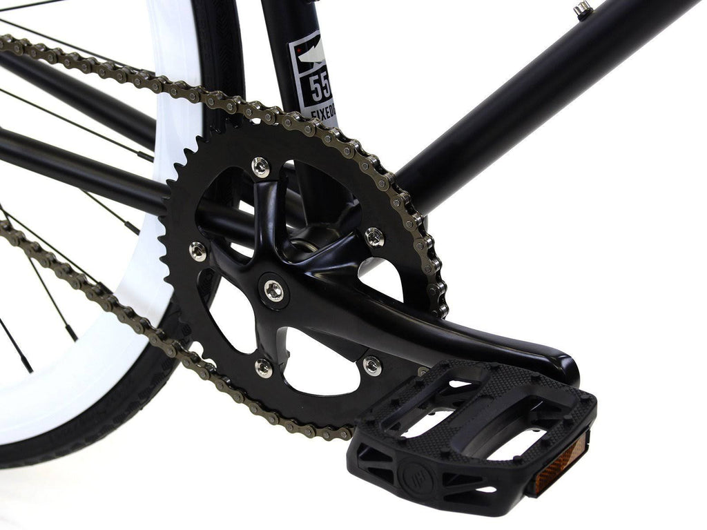 Matte Black White Single Speed City Bike E3582