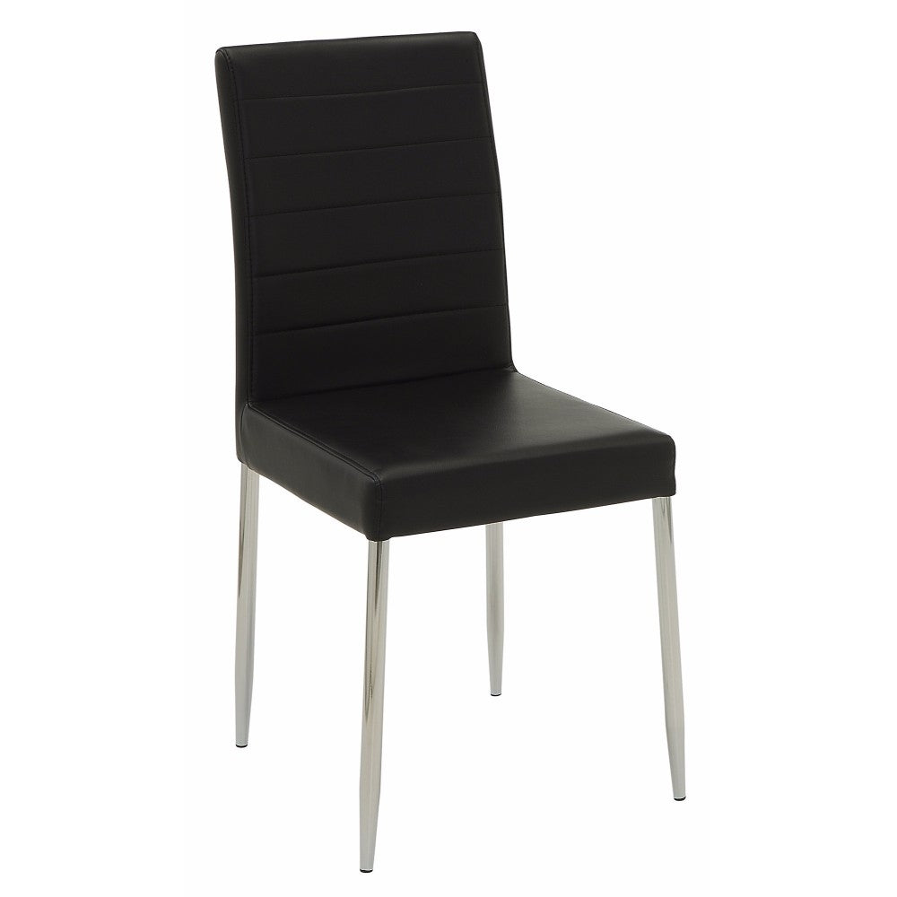 Black and Chrome Vinyl Seat Cushion Dining Chairs (Set of 4) R527992
