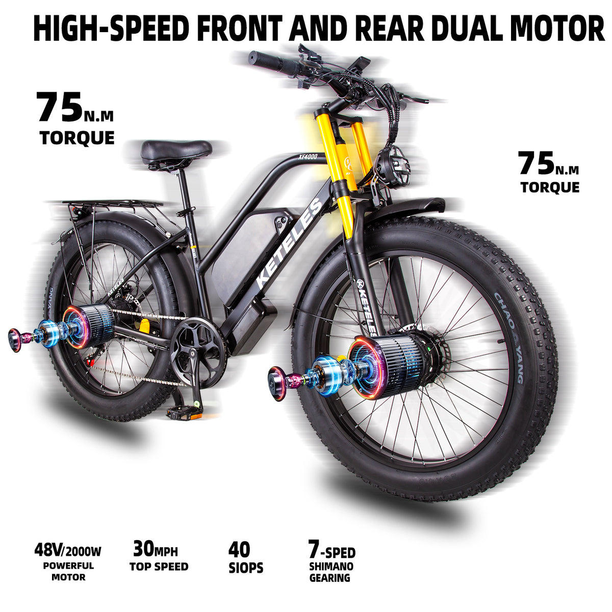 26" Fat Tire Electric Mountain Bike with Removable Battery B334