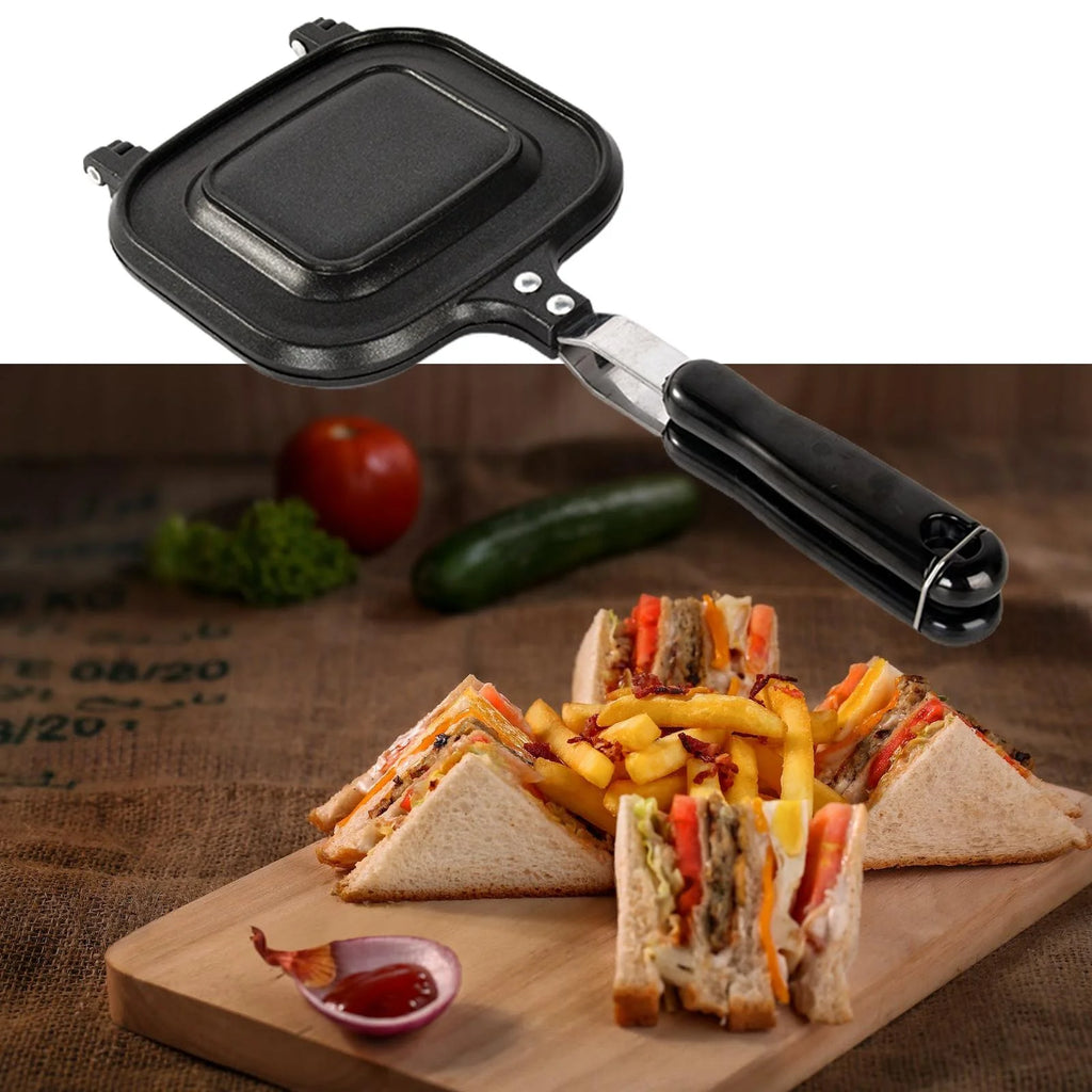 Double Sided Non Stick Bread Toast Maker Pan with Heat Resistant Handles J69759