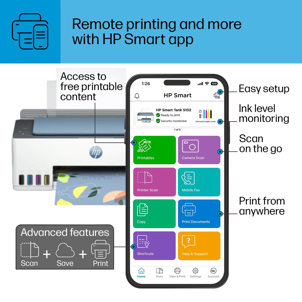 Wireless All-in-One Color Inkjet Tank Printer W710048