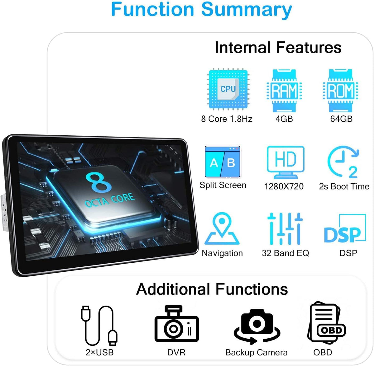 10.5 Inch Single Din Android Car Radio with Detachable Touch Display V59566