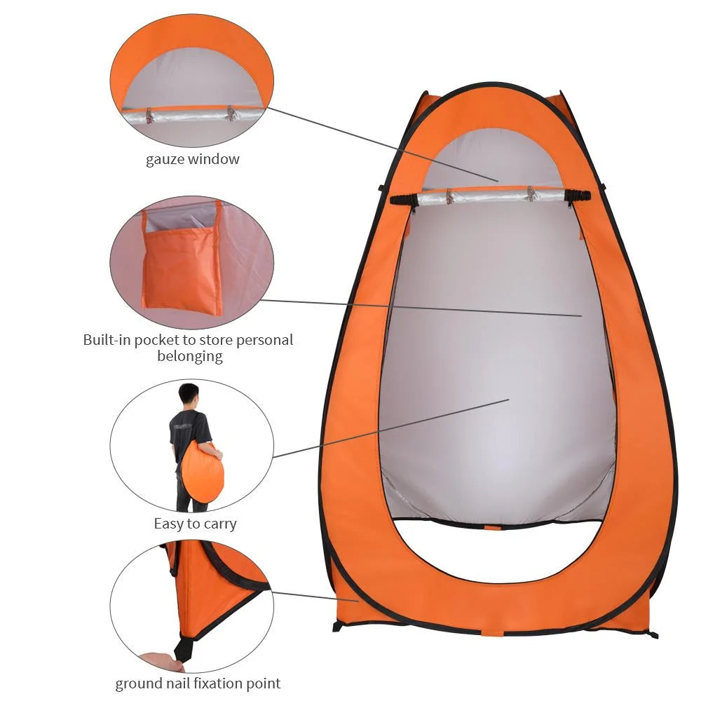 Orange Pop Up Camping Shower Tent Y946507