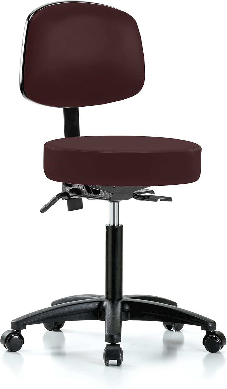 Black Vinyl Rolling Adjustable Doctor's Stool with Back C406384