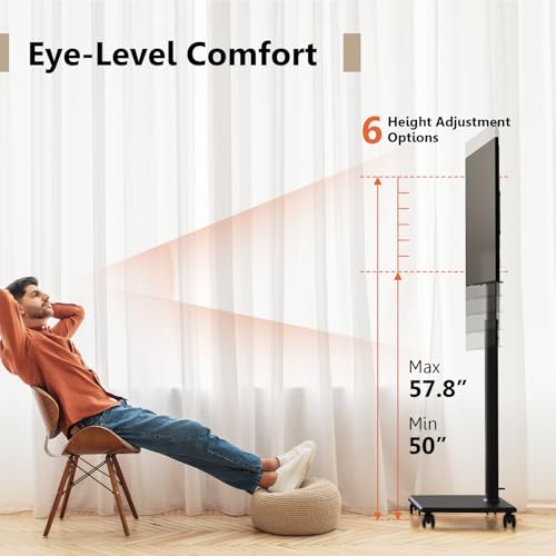 Rolling TV Stand for 32 to 65 Inch TVs with Swivel Mount A472